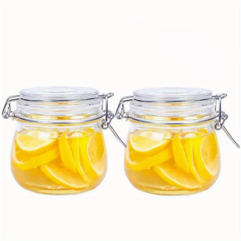 Set of 4 Glass Jars Round Food Storage Containers Sealed Clear Clip