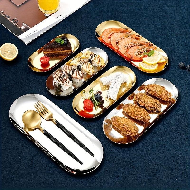 3pcs Stainless Steel Appetizer Fruit Dessert Plates