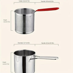 Stainless Steel Tempura Frying Pot with Strainer Basket and Tong