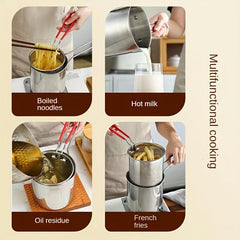 Stainless Steel Tempura Frying Pot with Strainer Basket and Tong