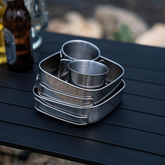 6pcs Stainless Steel Camping Cookware Set Portable Outdoor Picnic Kitchen