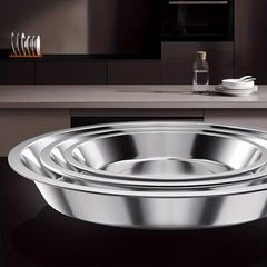10pcs Stainless Steel Dinner Plate Round Dishes Serving Platter Dessert Tray