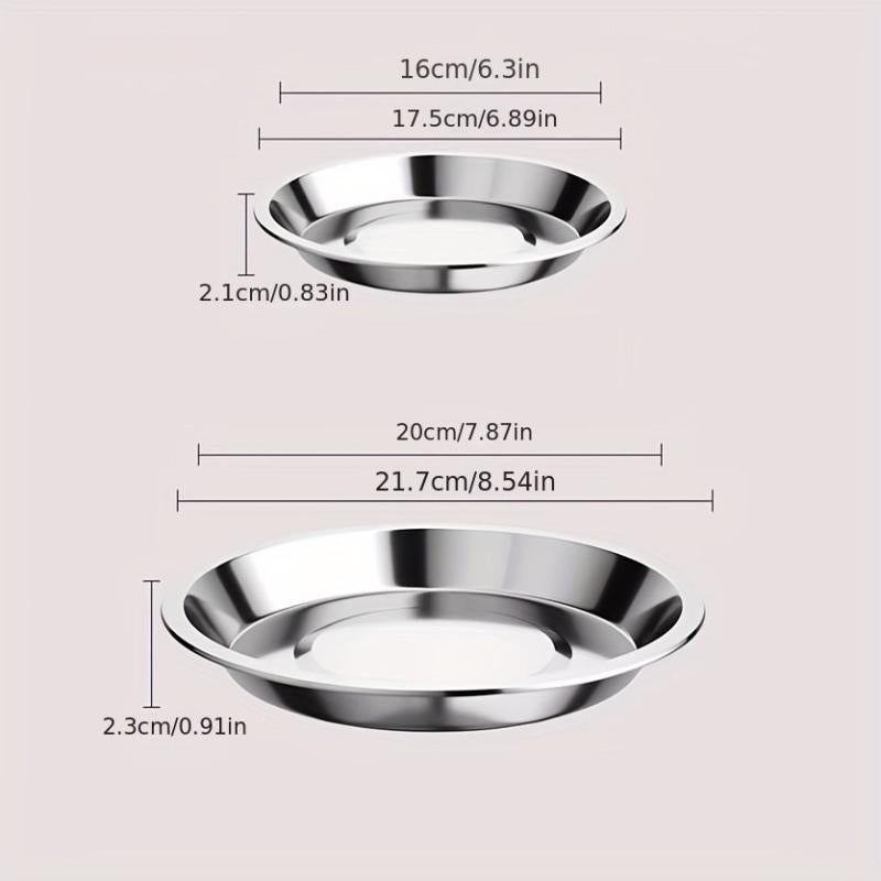 10pcs Stainless Steel Dinner Plate Round Dishes Serving Platter Dessert Tray