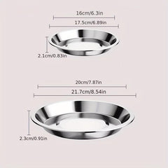 10pcs Stainless Steel Dinner Plate Round Dishes Serving Platter Dessert Tray