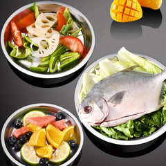 10pcs Stainless Steel Dinner Plate Round Dishes Serving Platter Dessert Tray