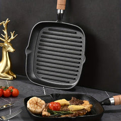 Cast Iron Square Grill Pan 22cm Skillet Pan Stove Top Griddle Pan
