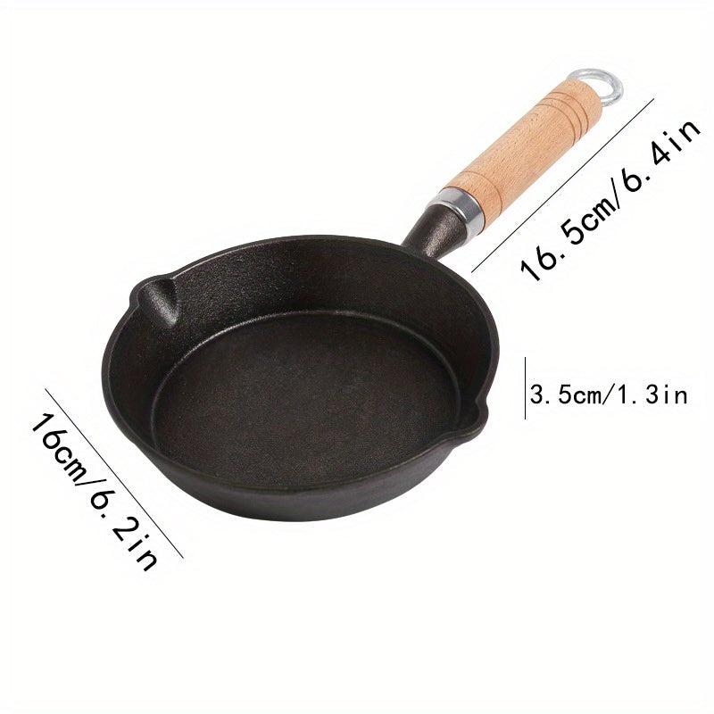 Cast Iron Pan with Wood Handle Egg Frying Pan
