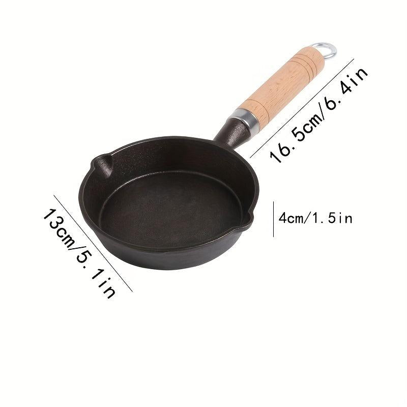 Cast Iron Pan with Wood Handle Egg Frying Pan