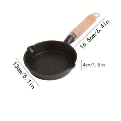 Cast Iron Pan with Wood Handle Egg Frying Pan
