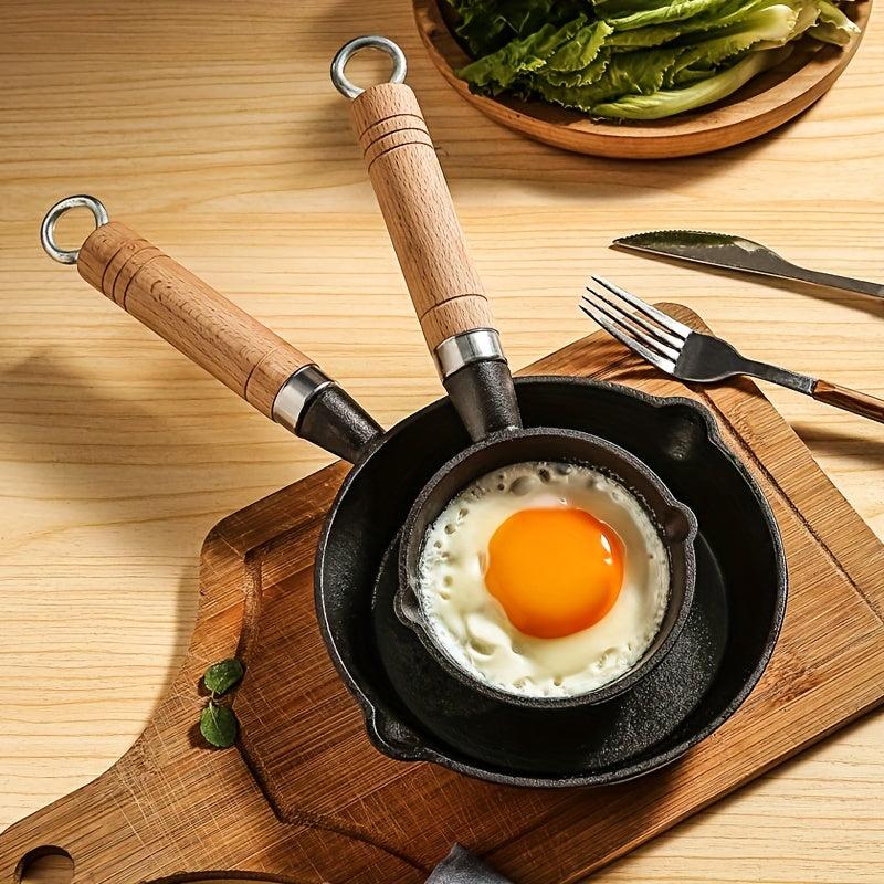 Cast Iron Pan with Wood Handle Egg Frying Pan