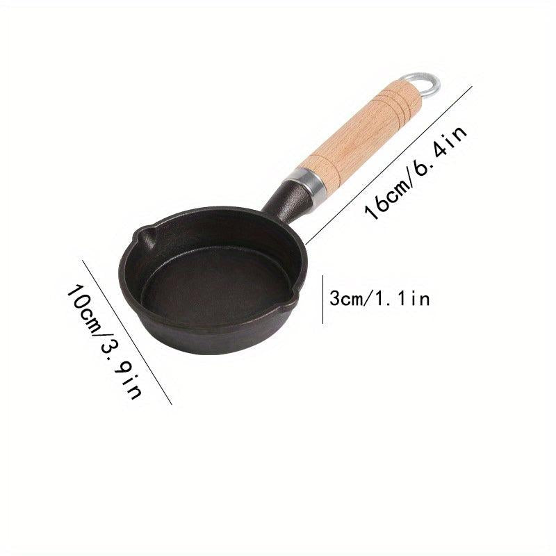 Cast Iron Pan with Wood Handle Egg Frying Pan