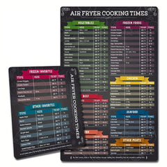 2pcs Air Fryer Magnetic Cheat Sheet Set Cooking Times Chart Kitchen Gadgets