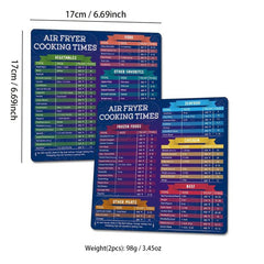 2pcs Air Fryer Magnetic Cheat Sheet Set Cooking Times Chart Kitchen Gadgets