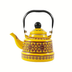 Red Enamel Memory Flower Pot Retro Nostalgic Home Kettle