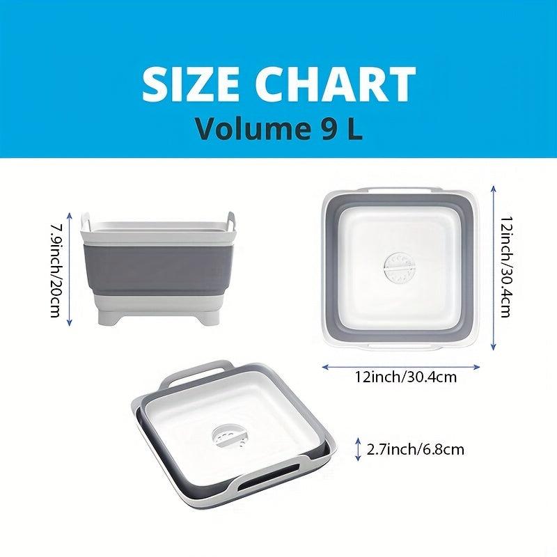 9L Dish Basin with Drain Plug, Carry Handles