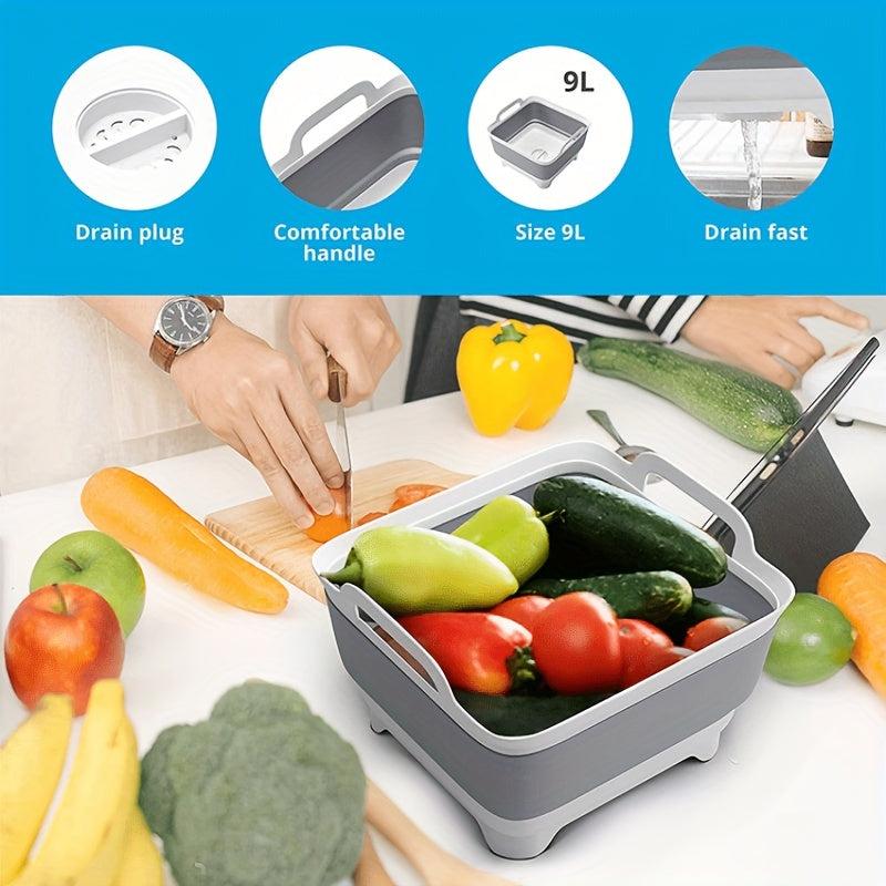 9L Dish Basin with Drain Plug, Carry Handles