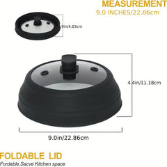 Glass Microwave Cover For Food BPA 22 Foldable Plate Lid Silicone Splash Guard