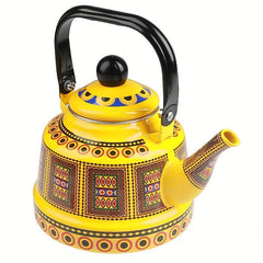 Enamel Hot Kettle 1L Geometric Printed Flower Green Dot Bell Kettle
