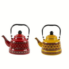 Enamel Hot Kettle 1L Geometric Printed Flower Green Dot Bell Kettle