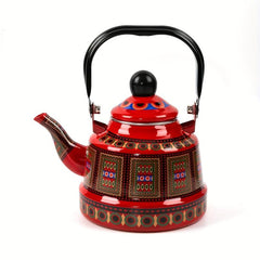 Enamel Hot Kettle 1L Geometric Printed Flower Green Dot Bell Kettle