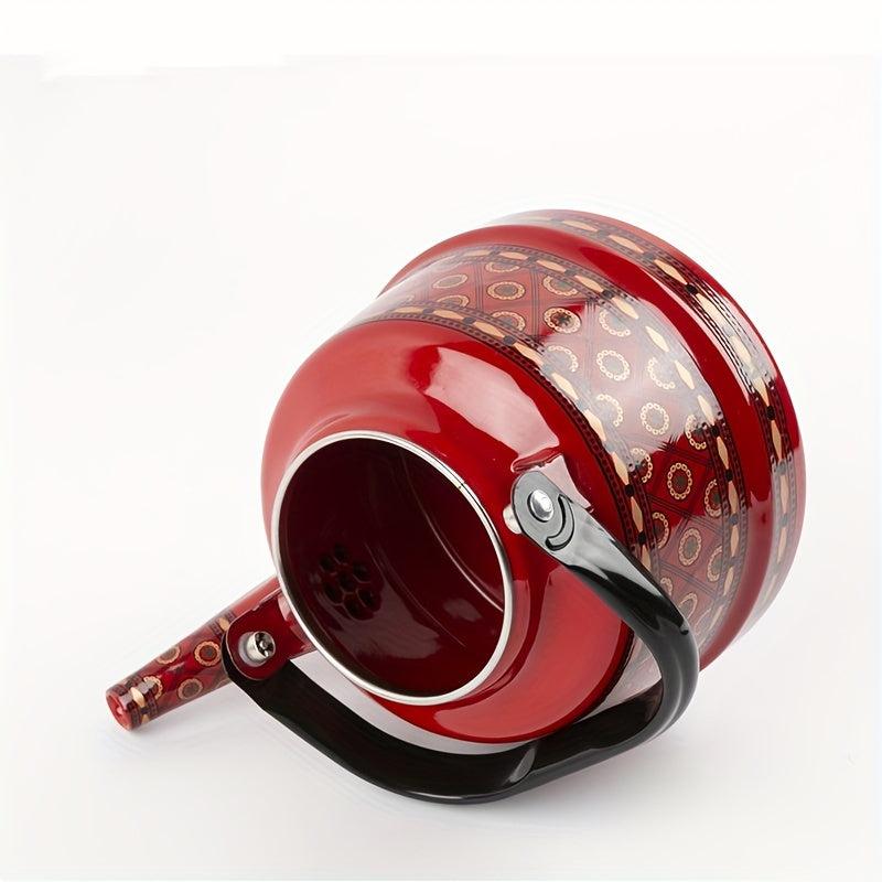 Enamel Hot Kettle 1L Geometric Printed Flower Green Dot Bell Kettle