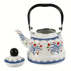 Enamel Hot Kettle 1L Geometric Printed Flower Green Dot Bell Kettle