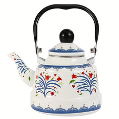 Enamel Hot Kettle 1L Geometric Printed Flower Green Dot Bell Kettle