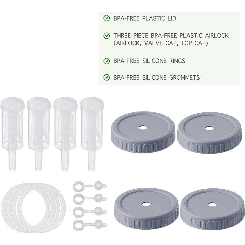 4pcs Plastic Fermentation Lids For Mason Jars Airlock Fermenting Lids Set