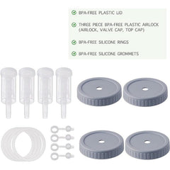 4pcs Plastic Fermentation Lids For Mason Jars Airlock Fermenting Lids Set