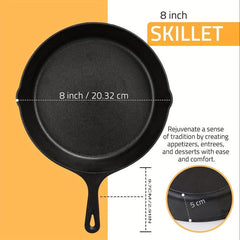 1PC Pretreated Cast Iron Pans Non-Stick Surface 20-32 cm Heat-Resistant Handles