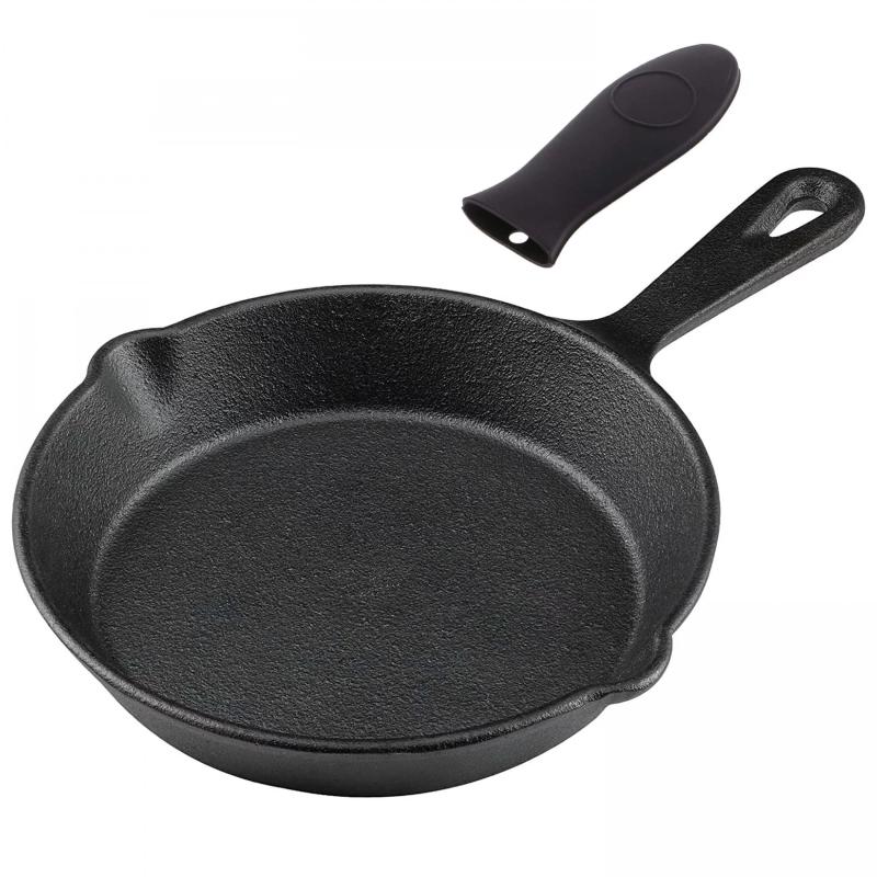 1PC Pretreated Cast Iron Pans Non-Stick Surface 20-32 cm Heat-Resistant Handles