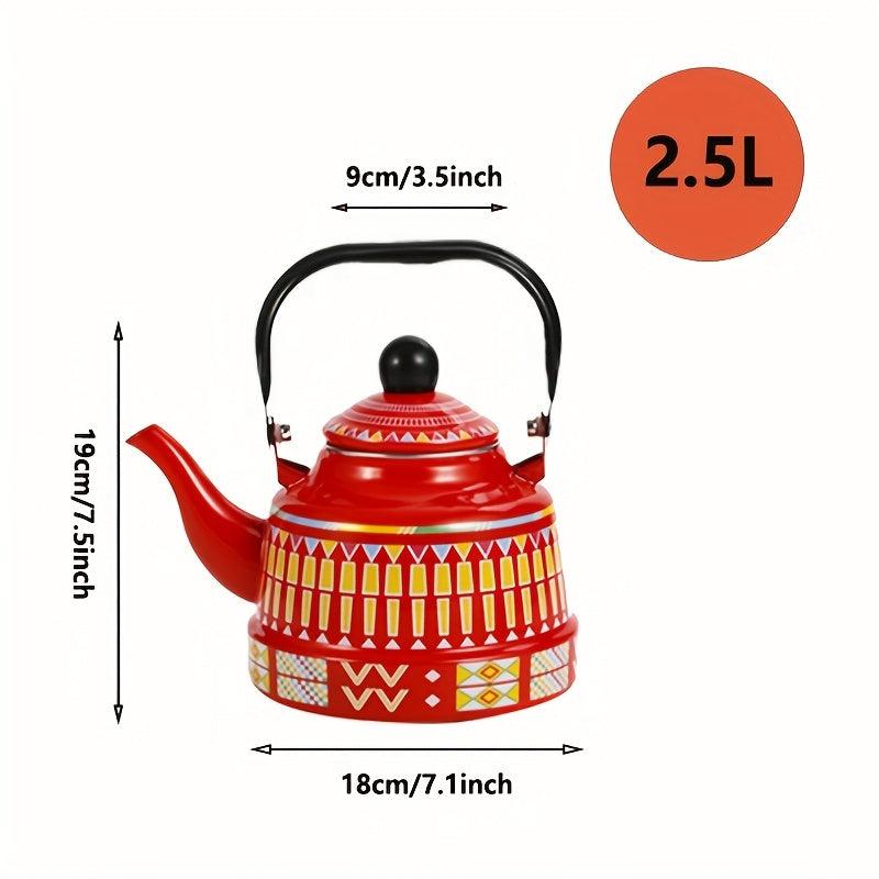 Enamel Hot Water Kettle Colored Geometric Flower Clock Kettle Home Water Kettle