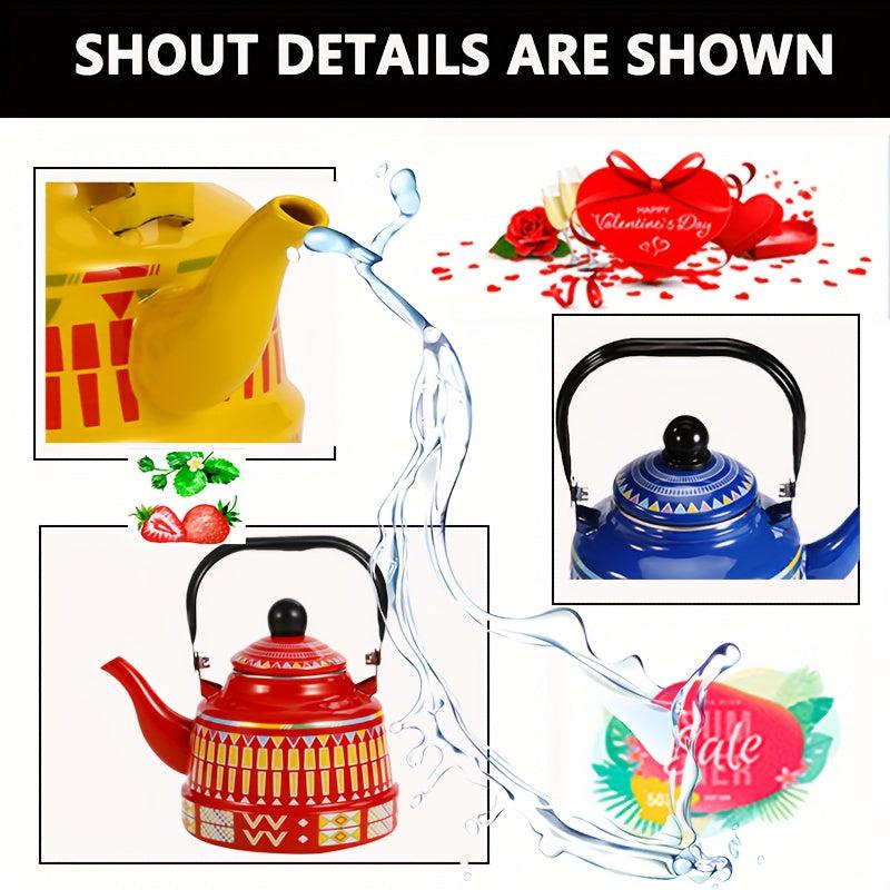 Enamel Hot Water Kettle Colored Geometric Flower Clock Kettle Home Water Kettle