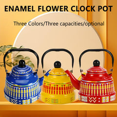 Enamel Hot Water Kettle Colored Geometric Flower Clock Kettle Home Water Kettle