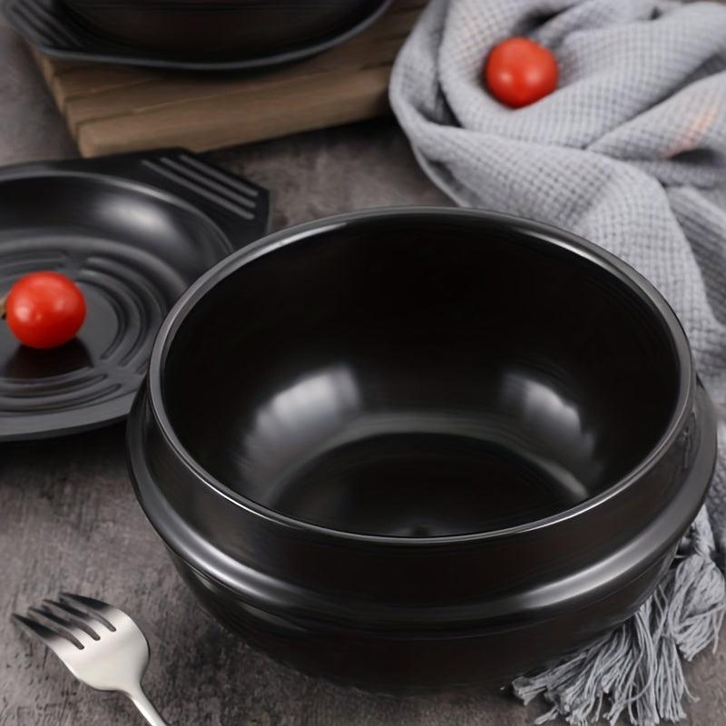 Stone Bowl 12cm with Tray - Ceramic Stone Hot Pot for Bibimbap Soup