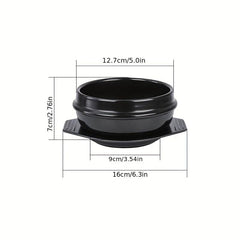 Stone Bowl 12cm with Tray - Ceramic Stone Hot Pot for Bibimbap Soup