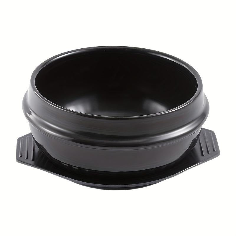 Stone Bowl 12cm with Tray - Ceramic Stone Hot Pot for Bibimbap Soup