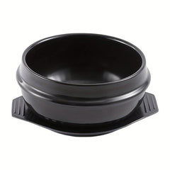 Stone Bowl 12cm with Tray - Ceramic Stone Hot Pot for Bibimbap Soup