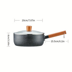 Yukihira Sauce Pan 7.87in Glass Cover Non Stick Cookware Cooking Milk Pot