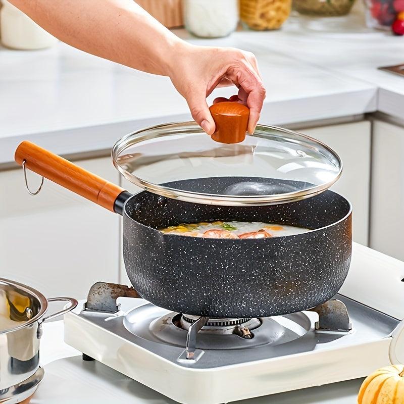 Yukihira Sauce Pan 7.87in Glass Cover Non Stick Cookware Cooking Milk Pot