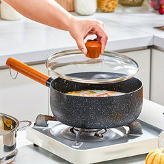 Yukihira Sauce Pan 7.87in Glass Cover Non Stick Cookware Cooking Milk Pot