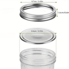 48-Piece Metal Jar Lid Set for Mason Bottles with Silicone Seal Rings