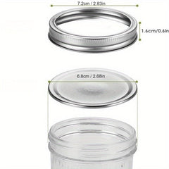 48-Piece Metal Jar Lid Set for Mason Bottles with Silicone Seal Rings