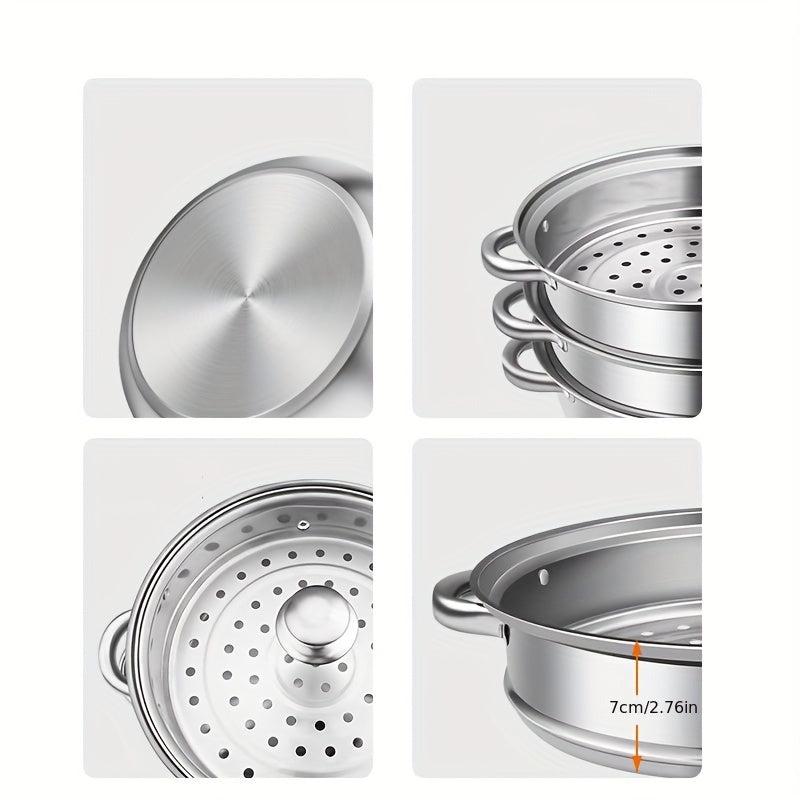 Stainless Steel Three-Layer Steamer for Steaming Meat Vegetables Pasta