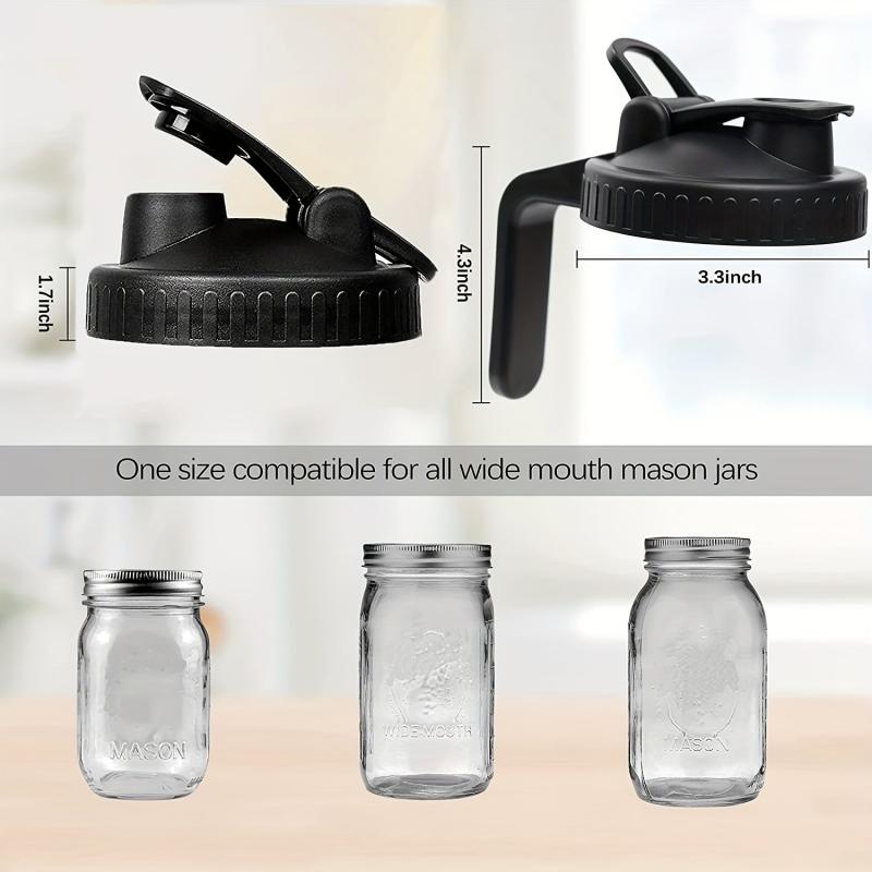 86MM Mason Jar Pour Spout Cover Wide Mouth Can Lid Plastic Pot