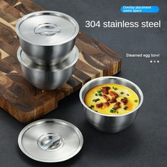 SUS304 Stainless Steel Steaming Bowl & Lid for Egg Custard