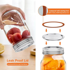 50pcs Leak Proof Canning Lids w/ Silicone Seals - Reusable 86mm Regular Mouth