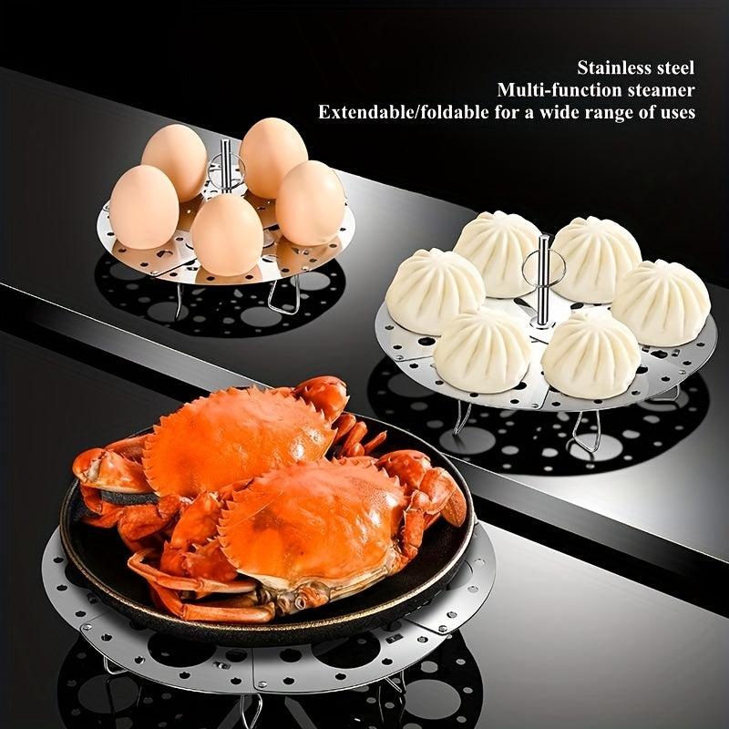 Collapsible Stainless Steel Steamer Tray Kitchen Household Thick Steamer Rack