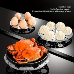 Collapsible Stainless Steel Steamer Tray Kitchen Household Thick Steamer Rack