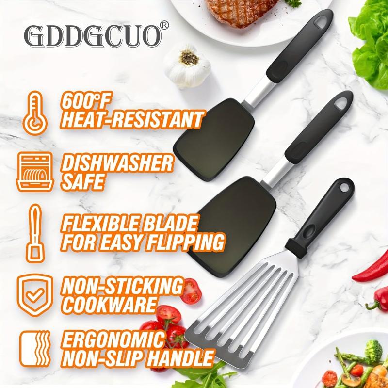 3pcs Silicone Spatula Set 600 F Heat Resistant Dishwasher Safe Sturdy Nonporous